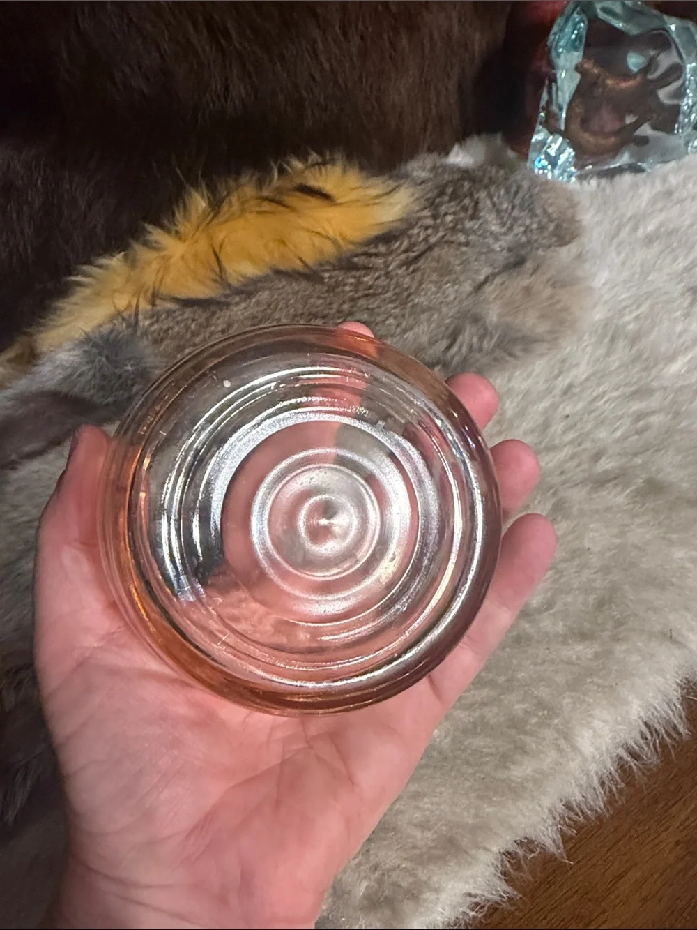 Vintage Jeanette Glass Clear Glass Deer Trinket Jar with Subtle Peach Tint (6003